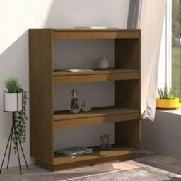 Berkfield Book Cabinet/room Divider Honey Brown 80X35X103 Cm Solid Pinewood - thumbnail 3