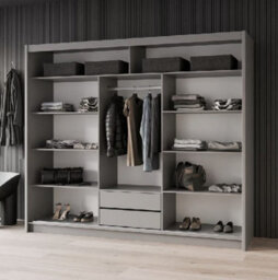 Arte Aruba 2 250Cm Sliding Door Wardrobe In Graphite Matt - Contemporary Elegance With Mirrored Accent - thumbnail 6