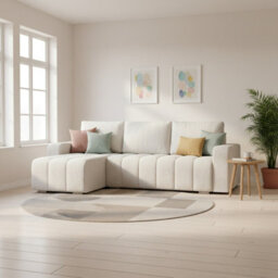 Abrielle Cream Reversible Corner Sofa Bed Pull Out Guest Bed With Built In Storage Compartment - thumbnail 2