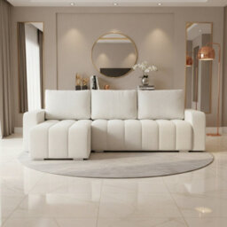 Abrielle Cream Reversible Corner Sofa Bed Pull Out Guest Bed With Built In Storage Compartment - thumbnail 1
