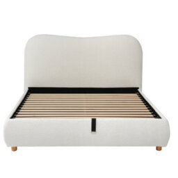 Modernluxe 4Ft6 Double Bed, Ottoman Bed, 135X190Cm, With Curved Shaped Headboard, Bouclé, Warm White - thumbnail 8