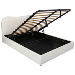 Modernluxe 4Ft6 Double Bed, Ottoman Bed, 135X190Cm, With Curved Shaped Headboard, Bouclé, Warm White - thumbnail 7