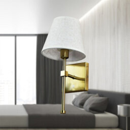 First Choice Lighting Horrace - Satin Brass Rechargeable Wall Light With Linen Shade - thumbnail 6