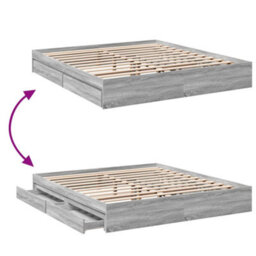 Berkfield Bed Frame With Drawers Without Mattress Grey Sonoma 200X200 Cm - thumbnail 7
