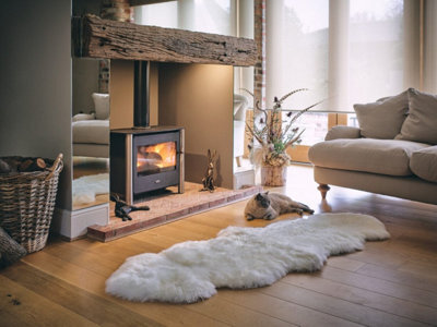 Uk Homeliving Ivory Two Piece Longwool Genuine Sheepskin Rug 180Cm - image 1