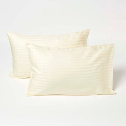 Homescapes Yellow Cotton Stripe Kids Pillowcases 40 X 60 Cm 330 Thread Count, 2 Pack - thumbnail 1