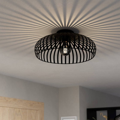 Eglo Mogano 3 Wireframe Black Flush Ceiling Light 43 Cm - image 1