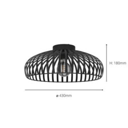 Eglo Mogano 3 Wireframe Black Flush Ceiling Light 43 Cm - thumbnail 4