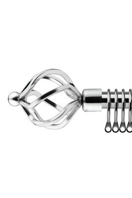 16-19mm Cage Extendable Metal Curtain Pole Set Chrome 160-300Cm