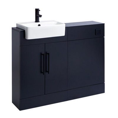 Homestylestore 1050mm Black Grey Bathroom Combination Vanity Toilet Wc Unit And Black T Bar Handles - image 1