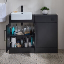 Homestylestore 1050mm Black Grey Bathroom Combination Vanity Toilet Wc Unit And Black T Bar Handles - thumbnail 3