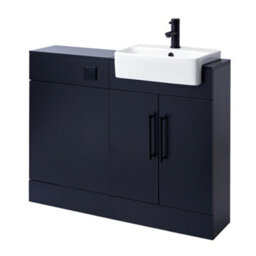 Homestylestore 1050mm Black Grey Bathroom Combination Vanity Toilet Wc Unit And Black T Bar Handles - thumbnail 2