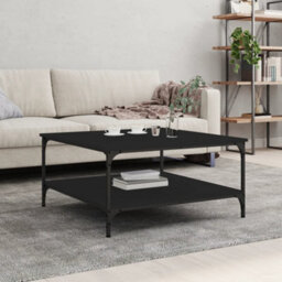 Berkfield Stylish Coffee Table Black 80X80X40 Cm Engineered Wood - thumbnail 2