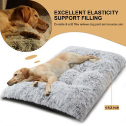Light Grey Dog Bed Soft Pet Cushion Large Dog Crate Puppy Cat Mattress Washable Pad Mat 80X55Cm M - thumbnail 5