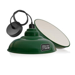 Ledsone Vintage Industrial Pendant Light , 32Cm Metal Shade , E27 Ceiling Light Adjustable Cable - Green - thumbnail 1