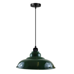 Ledsone Vintage Industrial Pendant Light , 32Cm Metal Shade , E27 Ceiling Light Adjustable Cable - Green - thumbnail 5