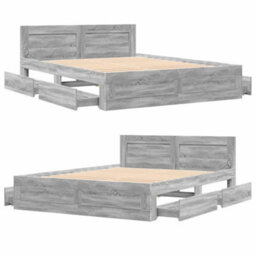 Berkfield Bed Frame With Headboard Without Mattress Grey Sonoma 160X200 Cm - thumbnail 8