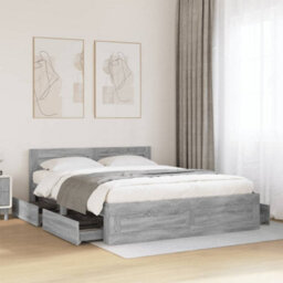 Berkfield Bed Frame With Headboard Without Mattress Grey Sonoma 160X200 Cm