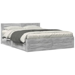 Berkfield Bed Frame With Headboard Without Mattress Grey Sonoma 160X200 Cm - thumbnail 2