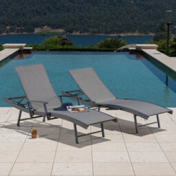 Xample Sunvilla Sling Wave Sun Lounger Set Of 2 - Adjustable Folding Arms, Weather-Resistant Phifertex Fabric, Lightweight Aluminium - thumbnail 7