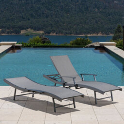 Xample Sunvilla Sling Wave Sun Lounger Set Of 2 - Adjustable Folding Arms, Weather-Resistant Phifertex Fabric, Lightweight Aluminium - thumbnail 5