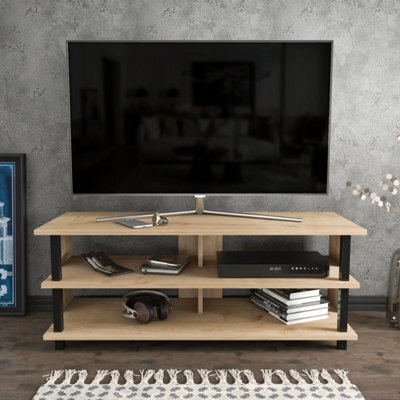 Decorotika Pueblo Tv Stand Tv Unit For Tv's Up To 55 Inches Black And Oak - image 1