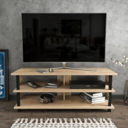 Decorotika Pueblo Tv Stand Tv Unit For Tv's Up To 55 Inches Black And Oak