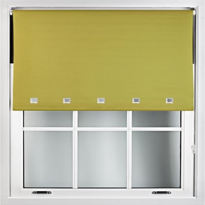Furnished Blackout Roller Blinds With Square Eyelets And Metal Fittings- Green Trimmable (W)100Cm (L)210Cm