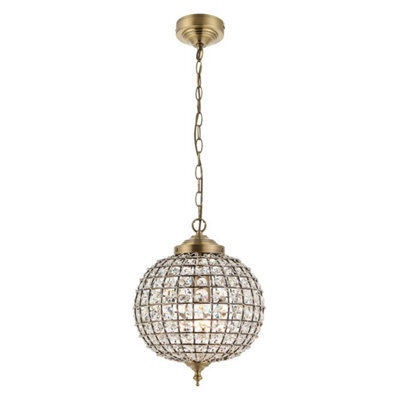 Luminosa Lighting Luminosa Tanaro 1 Light Ceiling Globe Pendant Antique Brass, Glass, E27