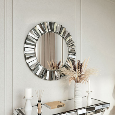 CARME Home Knightsbridge - Luxury Large Round Wall Mirror Bevelled Decorative 3D Mirrored Glass Effect Design For Bedroom Living Room Hallway - image 1