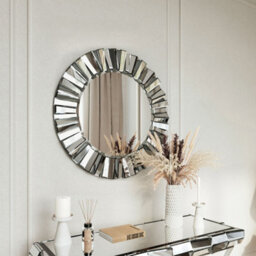 CARME Home Knightsbridge - Luxury Large Round Wall Mirror Bevelled Decorative 3D Mirrored Glass Effect Design For Bedroom Living Room Hallway