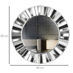 CARME Home Knightsbridge - Luxury Large Round Wall Mirror Bevelled Decorative 3D Mirrored Glass Effect Design For Bedroom Living Room Hallway - thumbnail 5