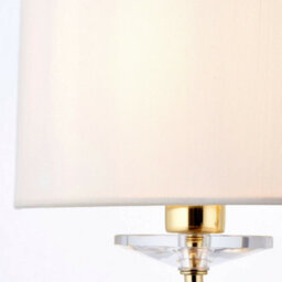 2 Pack Dimmable Twin Wall Light Brass Glass White Fabric Shade Curved Arm Lamp - thumbnail 4