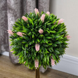 Homcom Set Of 2 Potted Artificial Plants Ball Tree With Flowers, Pink - thumbnail 8