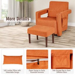 Modern Accent Sofa Chair  Ottoman Upholstered Leisure - thumbnail 4