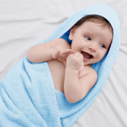 Geezy 2 X Hooded Baby Towel 100% Cotton Bath Wrap Baby Shower Gifts Boy Girl Blue - thumbnail 3