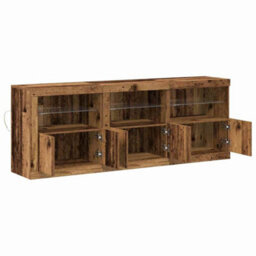 Berkfield Sideboard With Led Lights Old Wood 181.5X37X67 Cm Engineered Wood - thumbnail 6