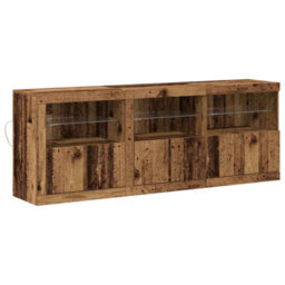 Berkfield Sideboard With Led Lights Old Wood 181.5X37X67 Cm Engineered Wood - thumbnail 2