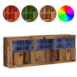 Berkfield Sideboard With Led Lights Old Wood 181.5X37X67 Cm Engineered Wood - thumbnail 4