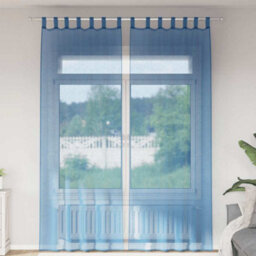 Berkfield Durable Voile Curtains With Loops 2 Pcs Royal Blue 140X260 Cm - thumbnail 2