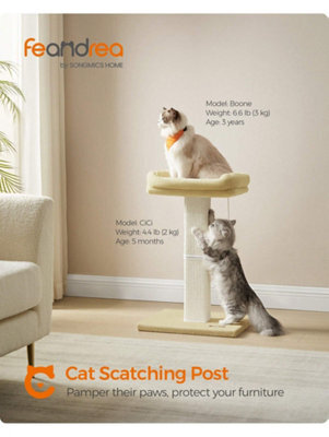 Songmics Feandrea Cat Scratching Post, Cat Scratcher With 40 X 30 Cm Plush Perch,71 Cm Tall Scratch Post, 45 X 40 Cm Base, Pompom - image 1