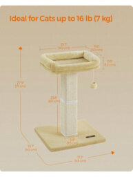 Songmics Feandrea Cat Scratching Post, Cat Scratcher With 40 X 30 Cm Plush Perch,71 Cm Tall Scratch Post, 45 X 40 Cm Base, Pompom - thumbnail 4