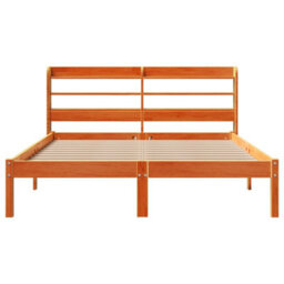 Berkfield Bed Frame With Headboard Without Mattress Wax Brown 150X200 Cm King Size - thumbnail 6