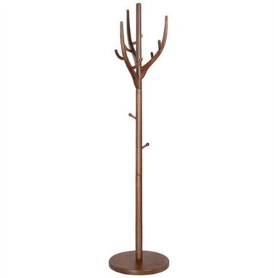 Solid Wood Coat Stand Heavy Duty Freestanding Hallway Coat Rack Tree W/ 12 Hooks - image 1