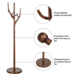 Solid Wood Coat Stand Heavy Duty Freestanding Hallway Coat Rack Tree W/ 12 Hooks - thumbnail 4