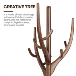 Solid Wood Coat Stand Heavy Duty Freestanding Hallway Coat Rack Tree W/ 12 Hooks - thumbnail 3