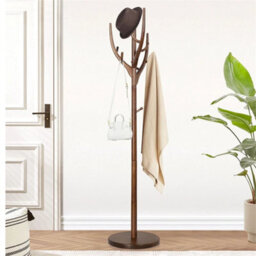 Solid Wood Coat Stand Heavy Duty Freestanding Hallway Coat Rack Tree W/ 12 Hooks - thumbnail 2