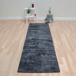 Charcoal Handmade , Luxurious , Modern , Plain Easy To Clean Viscose Rug For Living Room, Bedroom - 66 X 240 (Runner) - thumbnail 5