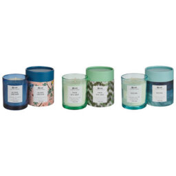 Beliani Set Of 3 Scented Candles Colorful Barrel Soy Wax Fresh Notes Floral Notes - thumbnail 1