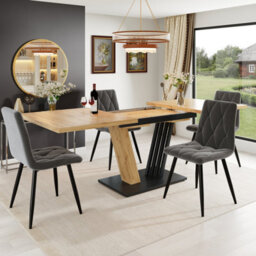 Btm Extendable Kitchen Table 120160X80X76Cm, Wood Grain Finish, Dining Table For Kitchen & Living Room - thumbnail 5
